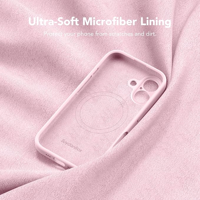 Magnetic for iPhone 17 Case, Compatible with MagSafe, [Full Camera Protection][Screen Protector] Silicone Shockproof Protective Phone Case for iPhone 17 6.3", Chalk Pink