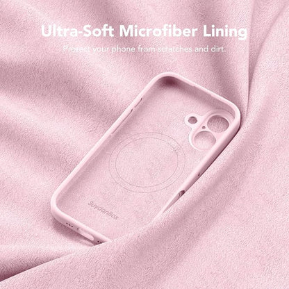 Magnetic for iPhone 17 Case, Compatible with MagSafe, [Full Camera Protection][Screen Protector] Silicone Shockproof Protective Phone Case for iPhone 17 6.3", Chalk Pink