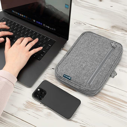 PAVILIA Travel Cord Organizer Case for Cables & Chargers, Gray | 10 x 6.8 x 1.7 in 600D water-repellent electronics bag pouch with 7 loops, 5 mesh pockets, front zip pocket and dual zippers