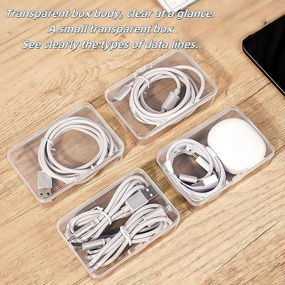 2 Pack 11 Grid Cable Organizer Box with Switch for Desktop Cord Storage | Desk wire sorting, office household dual use, multi grid classified storage, transparent visible interior, cord management