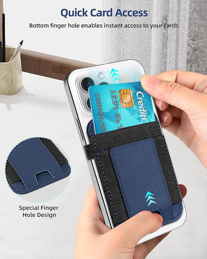 For Magsafe Wallet, Strongest Magnetic Wallet for iPhone 17/16/15/14/13/12 Series, for Magsafe Card Holder with 2 Card Slots, Magnetic Card Holder, Vegan Leather, Hold 7 Cards, Slim, Navy Blue