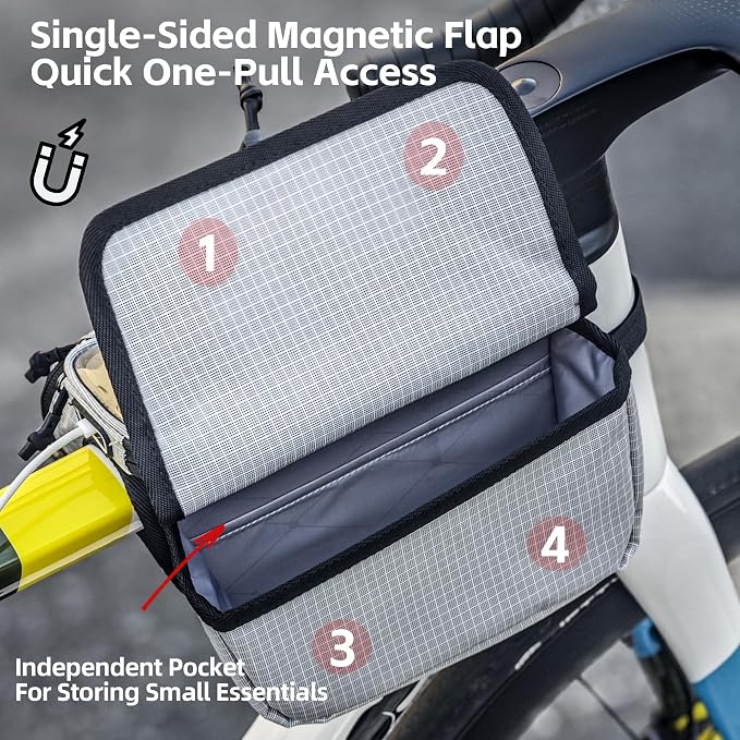 Rhinowalk Bike Front Frame Bag Bicycle Top Tube Frame Storage Waterproof Bicycle Handlebar Bag Fit Smartphone Professional Cycling Accessories-White
