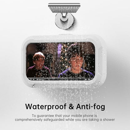 Shower Phone Holder Waterproof, 360° Rotatable Retractable Adjustable, Anti-Fog with Touch Screen Wall Mount Stand Case Universal for Bathroom, Bathtub, Kitchen, Accessories for up to 7" Cell Phones