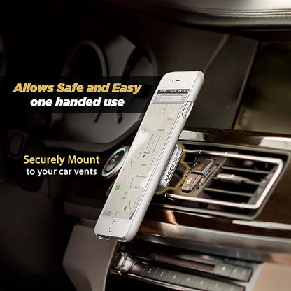 Scosche MPVA MagicMount Pro Vent Magnetic Phone Holder for Vehicles, Removable Phone Mount For Car, Cradle-free Design, Kickstand for Table Top Use, Silver/Black