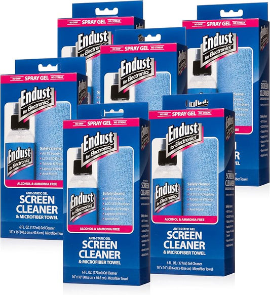 Endust for Electronics; Anti-Static Cleaning Gel & Microfiber Towel Combo Pack Bulk Bundle; Six 6 Oz Bottles & 6 Towels; (12275P6)