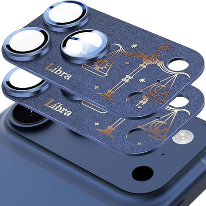 2 Pack Camera Lens Protector for iPhone 17 Pro,Libra Pattern, AR 360-Degree Protection,Drop Protection,Anti Scratch Full-Coverage,Camera Transmfttance HD,Easy Installation,Dark Blue