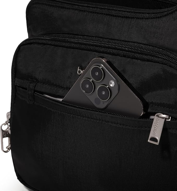 Baggallini Securtex Anti-theft Crossover Crossbody Bag 11”w X 8.5”h, Rfid, Built-in Wallet, Locking Zippers