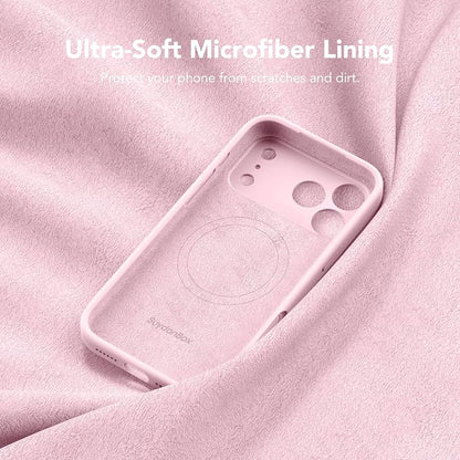 Magnetic for iPhone 17 Pro Max Case, Compatible with MagSafe, [Full Camera Protection][Screen Protector] Silicone Shockproof Protective Phone Case for iPhone 17 Pro Max 6.9", Chalk Pink