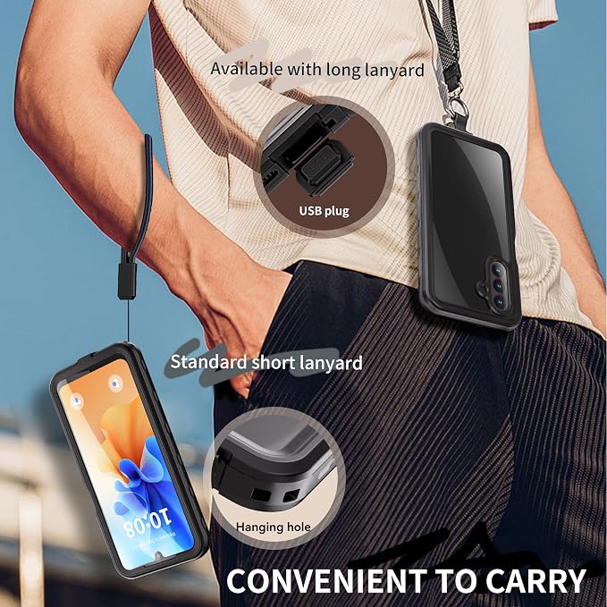 Omio for Galaxy A26 5G Waterproof Case, Full Body IP68 Underwater Clear Protective Case Built-in Screen Protector Heavy Duty Shockproof Case for Men Women, Black