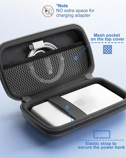 ProCase EVA Hard Shell Case for iPhone Air Magsafe Battery/Anker Nano Magnetic Power Bank/Baseus Picogo Wireless Portable Charger, Fits Power Banks Up to 5.1" × 2.9" × 0.59"-Black