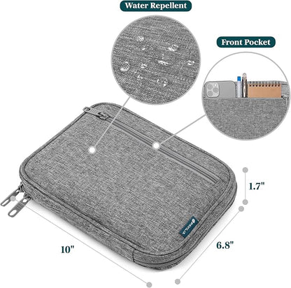 PAVILIA Travel Cord Organizer Case for Cables & Chargers, Gray | 10 x 6.8 x 1.7 in 600D water-repellent electronics bag pouch with 7 loops, 5 mesh pockets, front zip pocket and dual zippers