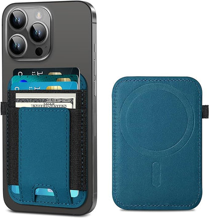 ExtreLife for Magsafe Wallet, Strongest Magnetic Wallet for iPhone 17/16/15/14/13/12 Series, for Magsafe Card Holder with 2 Card Slots, RFID Blocking, Slim, Vegan Leather, Hold 7 Cards, Blue