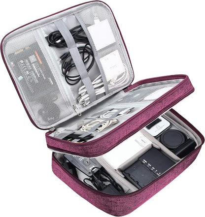 SELLYFELLY Electronic Bag Travel Cable Accessories Bag Waterproof Double Layer Electronics Organizer Portable Storage Case for Cable, Cord, Charger, Phone, Adapter, Power Bank, Kindle, Hard Drives