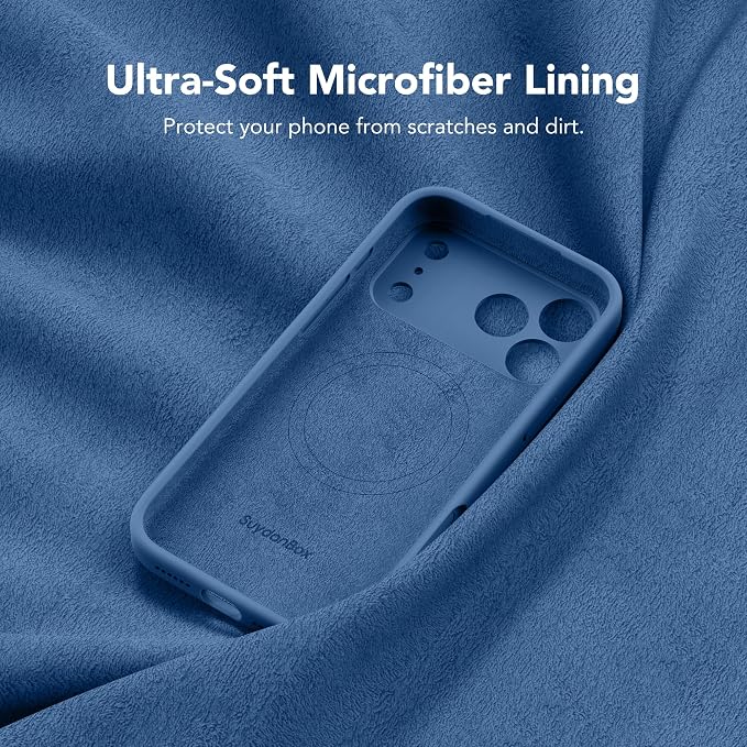 Magnetic for iPhone 17 Pro Case, Compatible with MagSafe, [Full Camera Protection][Screen Protector] Silicone Shockproof Protective Phone Case for iPhone 17 Pro 6.3", Lake Blue