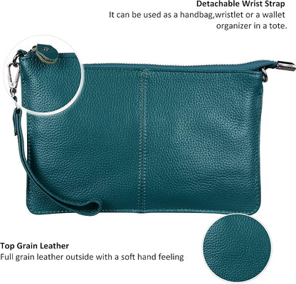 befen Genuine Leather Wristlet Clutch Wallet Purses Small Crossbody Bags for Women with RFID Blocking Card Slots