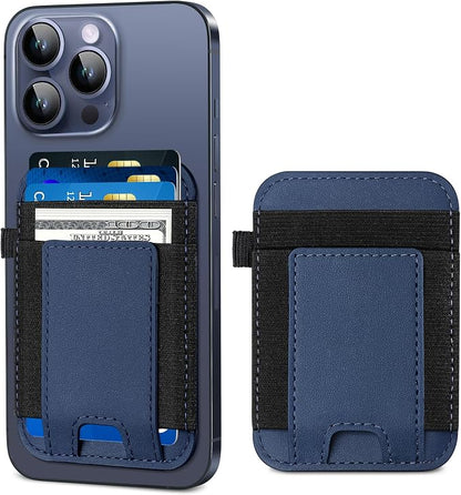 For Magsafe Wallet, Strongest Magnetic Wallet for iPhone 17/16/15/14/13/12 Series, for Magsafe Card Holder with 2 Card Slots, Magnetic Card Holder, Vegan Leather, Hold 7 Cards, Slim, Navy Blue
