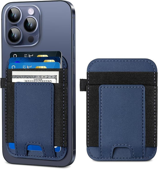 For Magsafe Wallet, Strongest Magnetic Wallet for iPhone 17/16/15/14/13/12 Series, for Magsafe Card Holder with 2 Card Slots, Magnetic Card Holder, Vegan Leather, Hold 7 Cards, Slim, Navy Blue