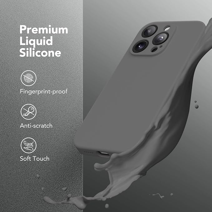 Magnetic for iPhone 15 Pro Max Case, Compatible with MagSafe, [Full Camera Protection][Screen Protector] Silicone Shockproof Protective Phone Case for iPhone 15 Pro Max 6.7", Dark Gray