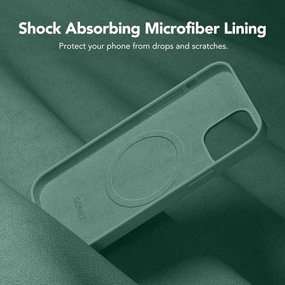GONEZ Magnetic for iPhone 12 Case / 12 Pro Case, Compatible with MagSafe, [Screen Protector + Camera Lens Protector], Silicone Shockproof Anti-Scratch Protective Phone Case 6.1 inch, Midnight Green