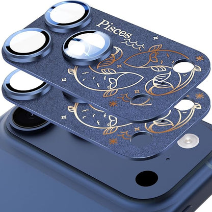 2 Pack Camera Lens Protector for iPhone 17 Pro,Pisces Pattern, AR 360-Degree Protection,Drop Protection,Anti Scratch Full-Coverage,Camera Transmfttance HD,Easy Installation,Dark Blue