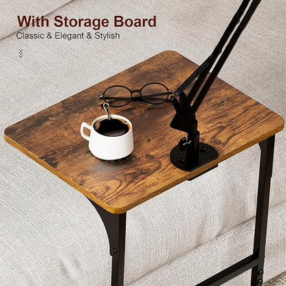 Floor Kindle Tablet iPad Stand with 2-Tier Storage Shelves,Angle Height Adjustable iPad Tablet Kindle Holder for Bed with 360-Degree Rotating Wheels, Compatible with 4.7"-13" Kindle Cell Phone iPhone
