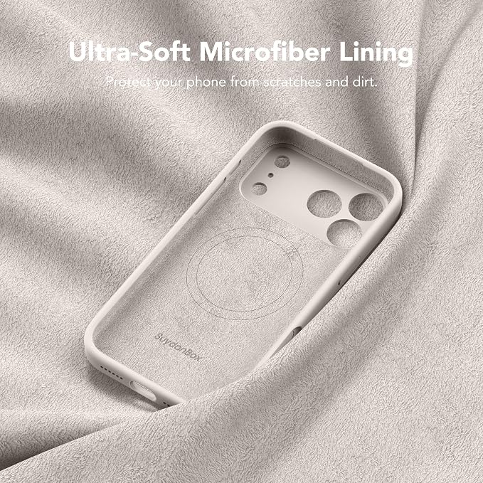 Magnetic for iPhone 17 Pro Case, Compatible with MagSafe, [Full Camera Protection][Screen Protector] Silicone Shockproof Protective Phone Case for iPhone 17 Pro 6.3", Stone