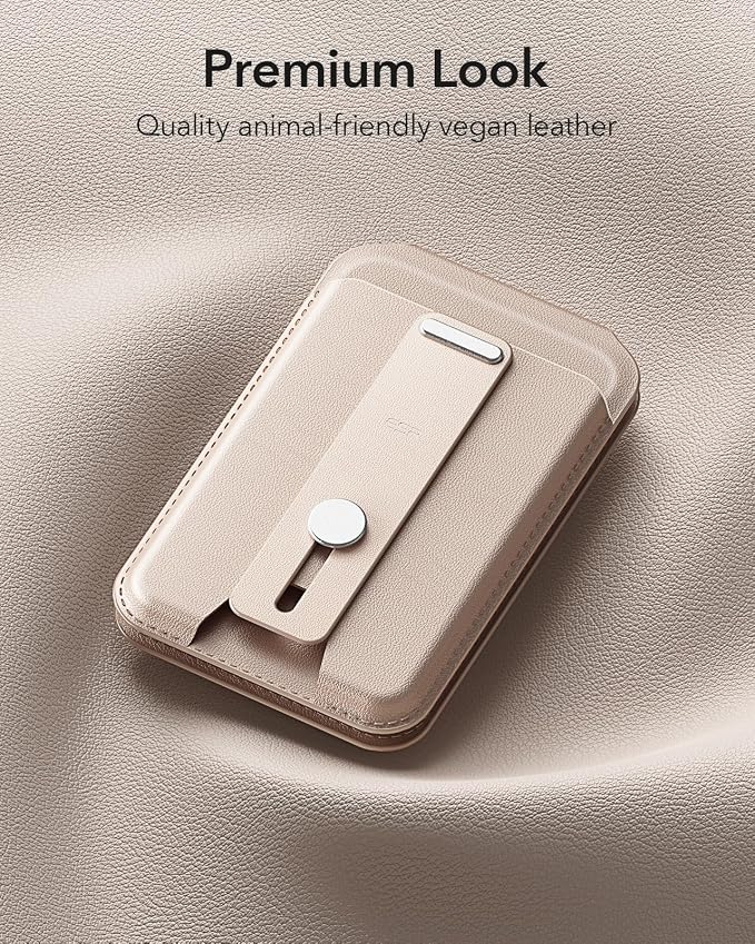 ESR Aura for MagSafe Wallet Stand with Grip, RFID Blocking, MagSafe Ring Included, 5 Card Holder Magnetic Wallet for iPhone 17e/17/16/15/14/13/12 (Not for 13/12 Mini), Selected Samsung,Desert Titanium