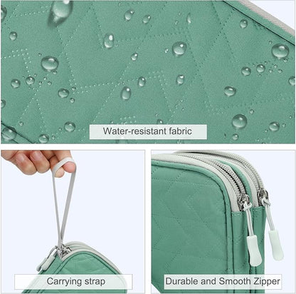 FYY Electronic Organizer, Travel Cable Organizer Bag Pouch Electronic Accessories Carry Case Portable Waterproof Double Layers All-in-One Storage Bag for Cable, Cord, Charger, Phone, Pattern Green (M)