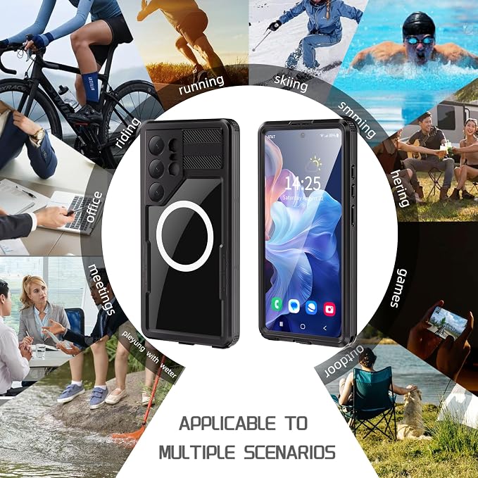 Compatible with Samsung Galaxy S25 Ultra Case Waterproof Protective,Built-in Lens & Screen Protector, Military Grade Shockproof, Full Body Rugged Case for Galaxy S25 Ultra 6.9 inches (Black)