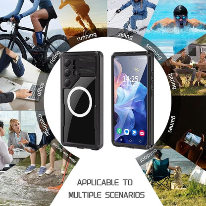 Compatible with Samsung Galaxy S25 Ultra Case Waterproof Protective,Built-in Lens & Screen Protector, Military Grade Shockproof, Full Body Rugged Case for Galaxy S25 Ultra 6.9 inches (Black)