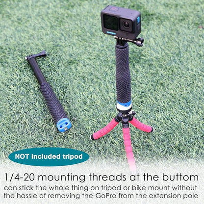7''-23'' Extendable Selfie Stick for GoPro, Waterproof Handle Grip Monopod Portable Extension Pole for Hero 13 12 11 10 9 8 7 6/AKASO/DJI Osmo Action 6 5 Pro 4 3, Ideal for Travel Vlog