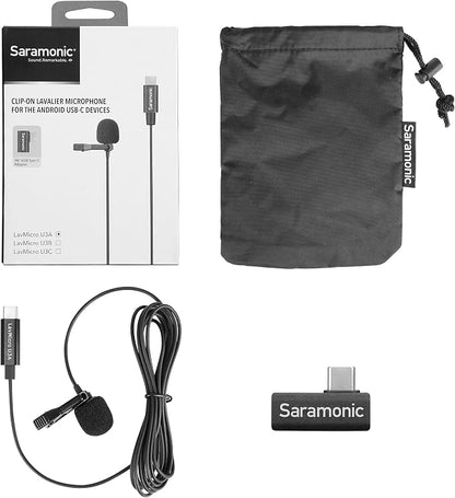 Saramonic LavMicro U3A USB-C Lavalier Microphone for iPhone 15, Android, New iPad, Computers & More with 6.6' Cable & 90˚ Adapter for Vlogging, Interviews, YouTube, TikTok, Live Streaming