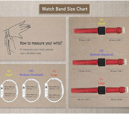 HARDISTON Cuff Watch Band Compatible with Apple 40mm for men & women, Handmade Genuine Leather, Compatible with iWatch Series 11 10 9 8 7 6 5 4 3 2 1 SE Ultra, Wrist Bracelet Band, Small/Band-Russet