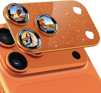 Camera Lens Protector Compatible with iPhone 17 Pro Max- Metal Frame Tempered Glass Cover, [Anti-Scratch] [Drop-Proof][Strong-Adhesion] Rear Camera Screen Cover- Orange