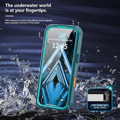 GOLDJU Magnetic for iPhone 17 Case-Waterproof, Built-in Screen & Camera Protector-IP68 Underwater Full Body 16FT Military Dropproof Shockproof Case for 17 6.3''- Blue