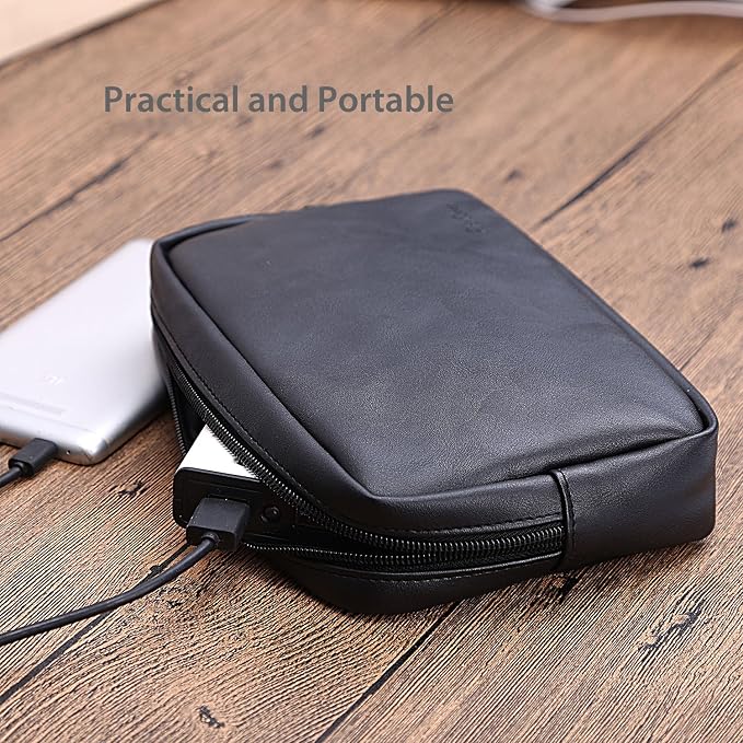 ProCase Accessories Bag Organizer Power Bank Case, Electronics Accessory Travel Gear Organize Case, Cable Management Hard Drive Bag -Black