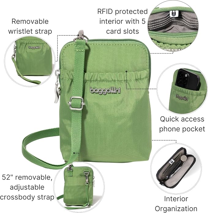 Baggallini Bryant Pouch Small Crossbody Bag for Women - Phone Purse with Crossbody Strap - Lightweight Crossbody Pouch