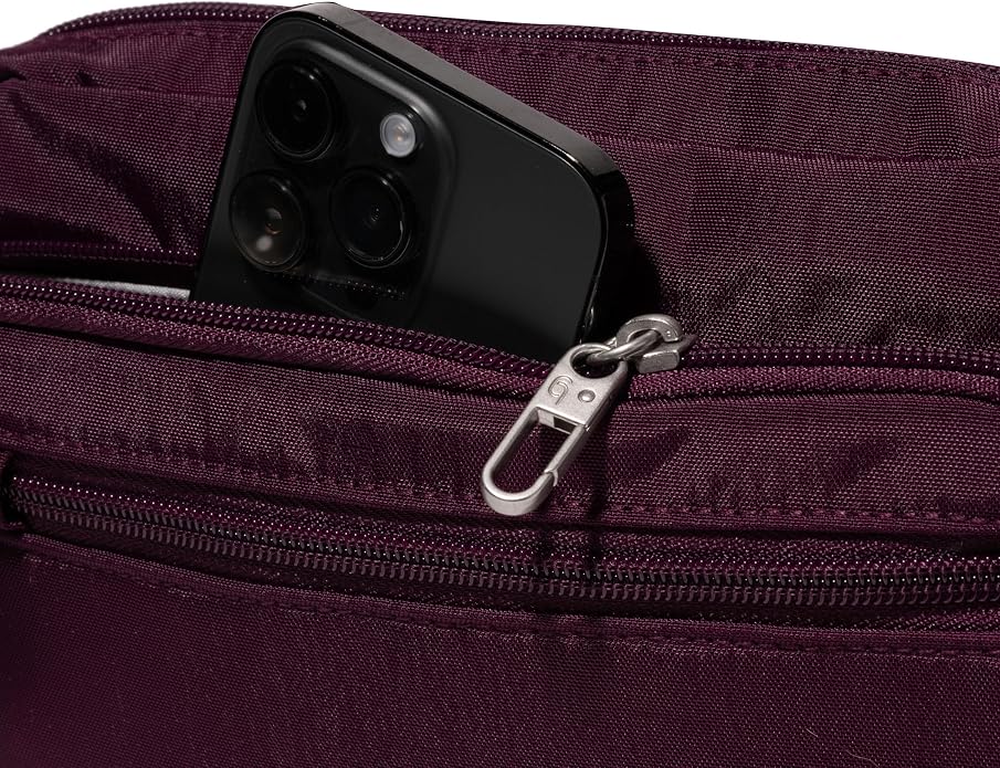Baggallini Securtex Anti-theft Belt Bag 8.8"x5.5" Crossbody Fanny Pack for Women RFID Wallet Locking Zipper Travel Purse
