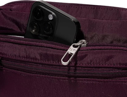 Baggallini Securtex Anti-theft Belt Bag 8.8"x5.5" Crossbody Fanny Pack for Women RFID Wallet Locking Zipper Travel Purse