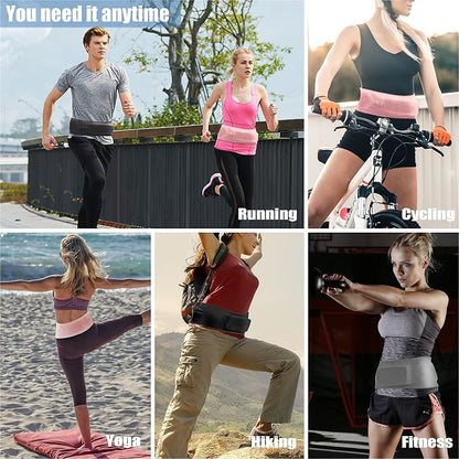 Slim Running Belt for Men Women, Running Fanny Pack, Phone Holder for Running, Waist Bag, Moisture Wicking Storage Belt Bag for Walking, Travel, Sports, Hiking, Workout
