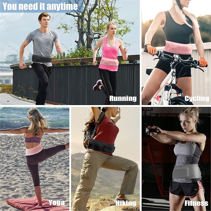 Slim Running Belt for Men Women, Running Fanny Pack, Phone Holder for Running, Waist Bag, Moisture Wicking Storage Belt Bag for Walking, Travel, Sports, Hiking, Workout