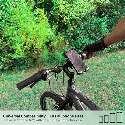 Bike Phone Holder, Phone Holder for Bike, Phone Holder Handlebar, Phone Mount, 360° Handlebar Mount with Secure Lock, Anti-Vibration Pads, Quick-Release Clamp, Fits 4.7″–6.8″ Smartphones