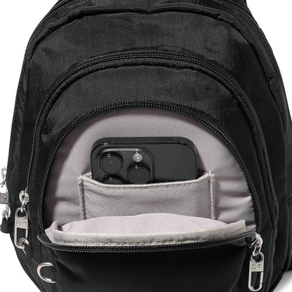 Baggallini Securtex® Anti-Theft Multi Zip Sling - Lightweight 8.6"x15.2" Travel Bag with Locking Zippers & RFID Protection
