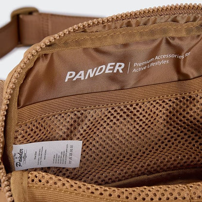 Pander Two Way Zipper Fanny Pack Nylon Everywhere Belt Bag for Women, Water Repellent Waist Packs, Crossbody Bags with Adjustable Strap (Caramel Brown).