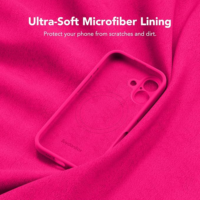 Magnetic for iPhone 17 Case, Compatible with MagSafe, [Full Camera Protection][Screen Protector] Silicone Shockproof Protective Phone Case for iPhone 17 6.3", Hot Pink
