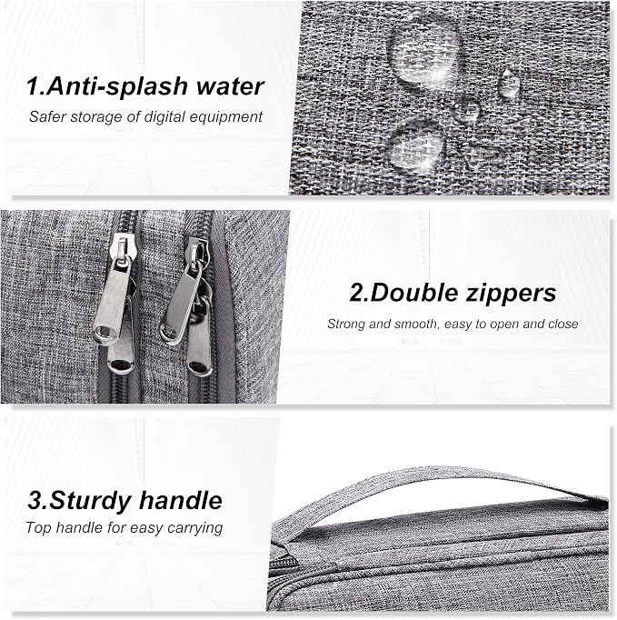 SELLYFELLY Electronic Bag Travel Cable Accessories Bag Waterproof Double Layer Electronics Organizer Portable Storage Case for Cable, Cord, Charger, Phone, Adapter, Power Bank, Kindle, Hard Drives