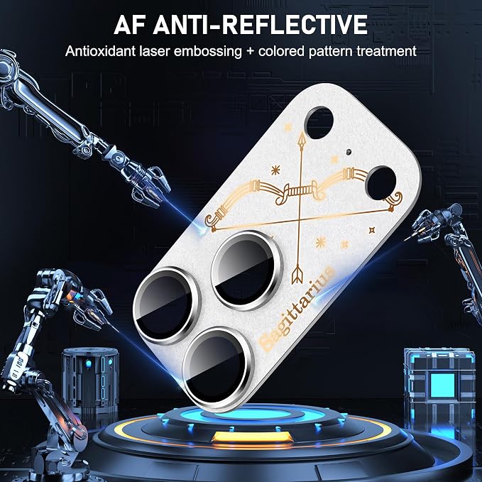 Compatible for iPhone 17 Pro Camera Lens Protector, Capricorn Pattern, Drop Protection, Anti Scratch Full-Coverage, AR 360-Degree Protection, Camera Transmfttance HD, Easy Installation, Silver
