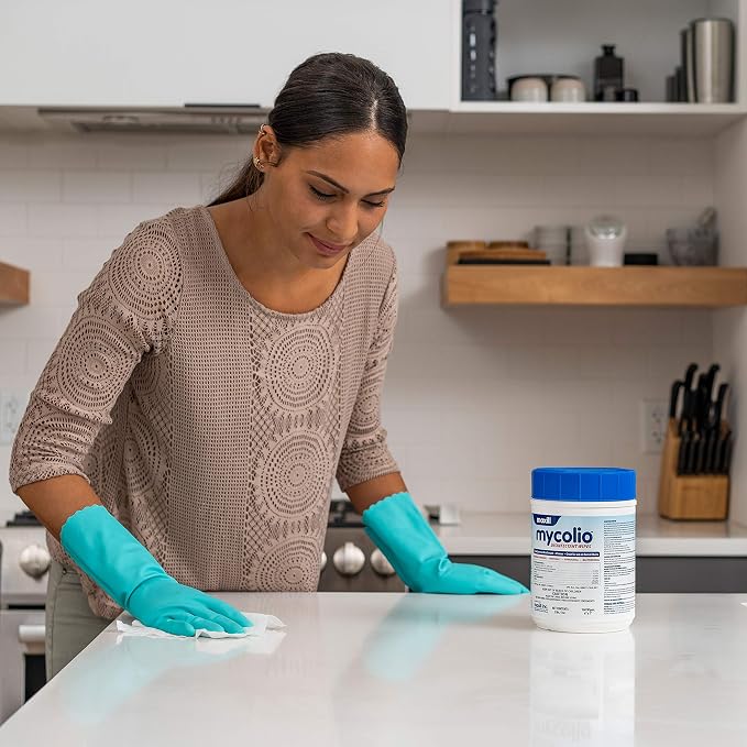 Mycolio Hospital Grade Disinfectant Wipes - 6" x 7" - Disinfecting Antibacterial Sanitizing Cleaning Wipes - 1 Canister + 2 Refill Pouch