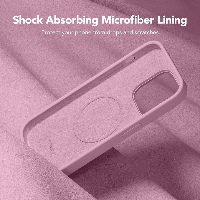 GONEZ for iPhone 14 Pro Case, Compatible with Magsafe, with Screen Protector + Camera Lens Protector, Soft Anti-Scratch Microfiber Lining, Shockproof Liquid Silicone Phone Cover, Blackcurrant