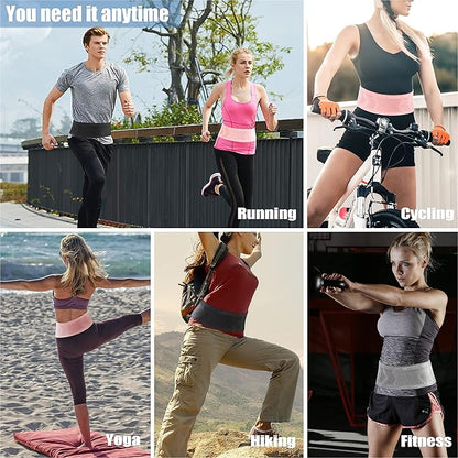 Slim Running Belt for Men Women, Running Fanny Pack, Phone Holder for Running, Waist Bag, Moisture Wicking Storage Belt Bag for Walking, Travel, Sports, Hiking, Workout